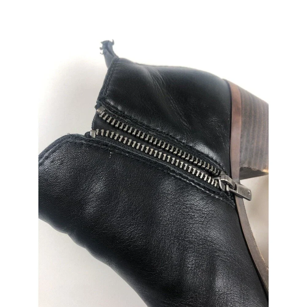Lucky Brand Basel Black Leather Ankle Boots Zipper Bootie Women's Size 6